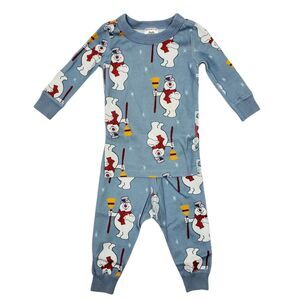 Hanna Andersson Pajamas Sz 3-6M Frosty The Snowman Long Johns Organic Cotton‎